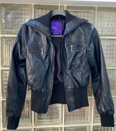 Miley Cyrus Max Azria Crop Black Leather Jacket
