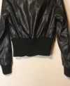 Miley Cyrus Max Azria Crop Black Leather Jacket lower side