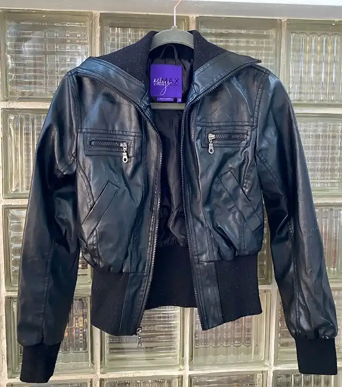 Miley Cyrus Max Azria Crop Black Leather Jacket