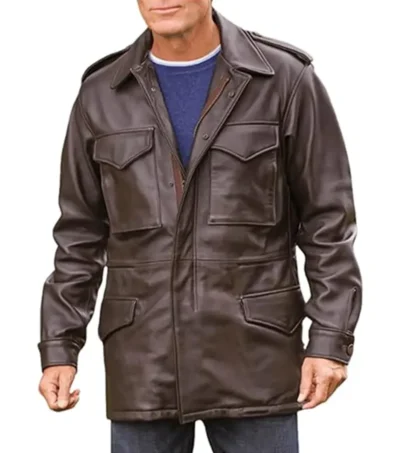 Military M-65 Field Brown Real Leather Jacket