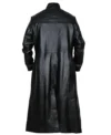 Neo Matrix Black Cotton Keanu Reeves Trench Coat back view