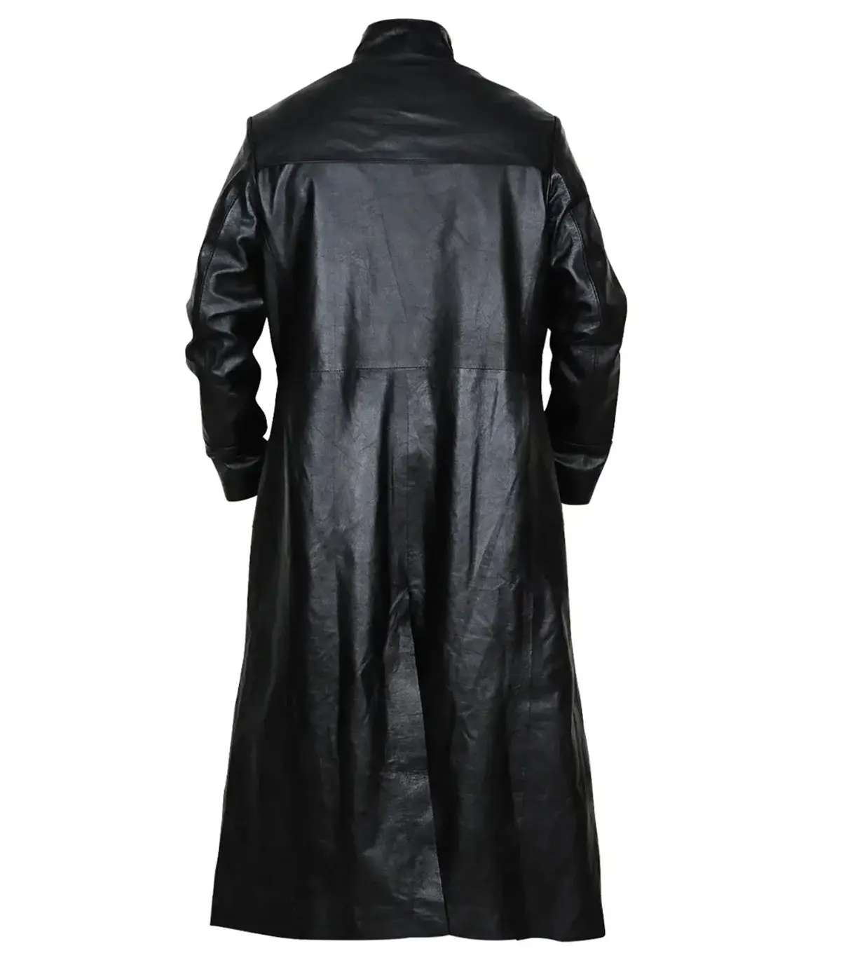 Neo Matrix Black Cotton Keanu Reeves Trench Coat back view