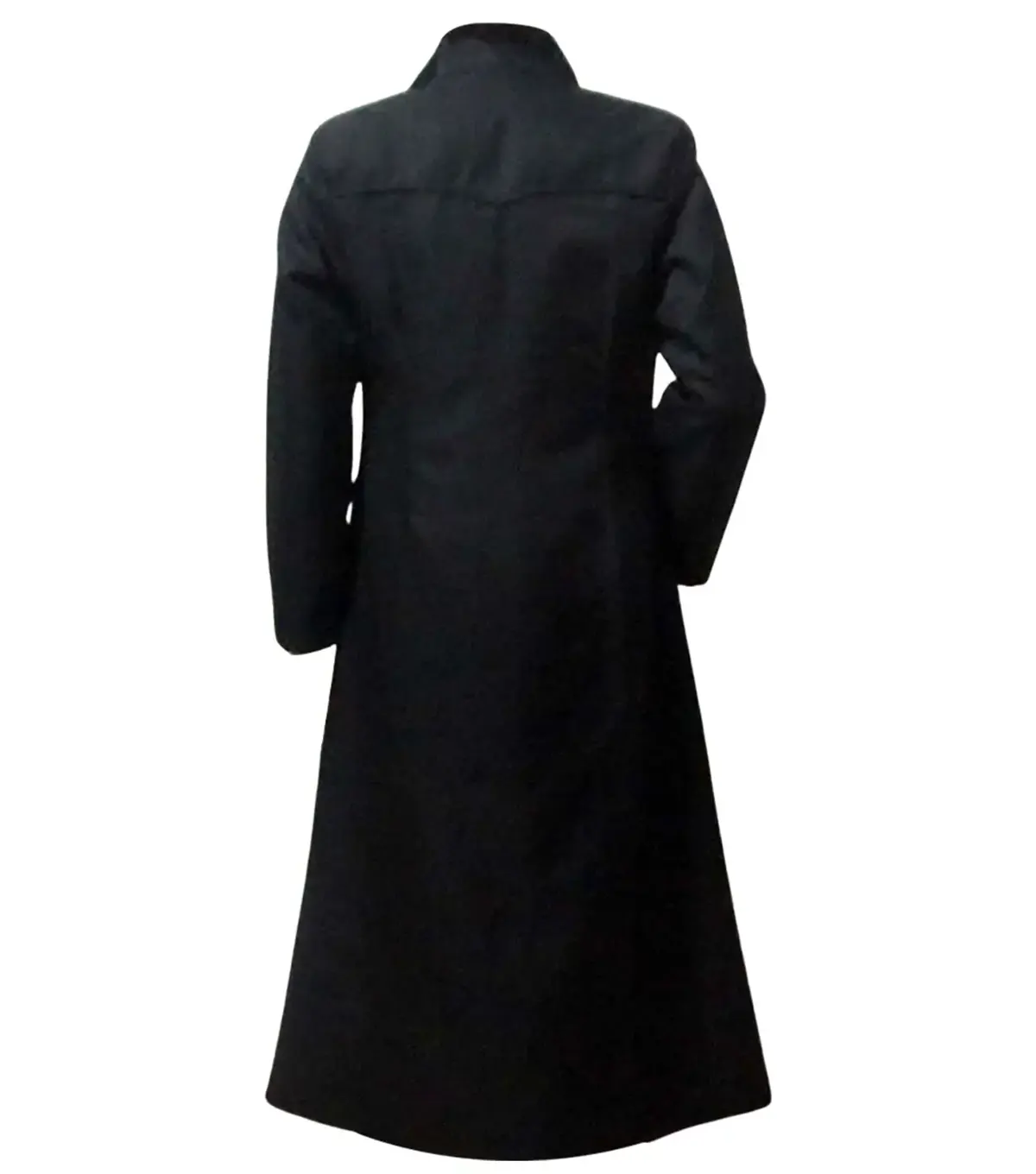 Neo Matrix Black Cotton Keanu Reeves Trench Coat back