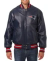 New England Patriots Varsity Navy Leather Jacket