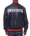New England Patriots Varsity Navy Leather Jacket back