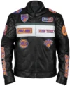 New York Knicks Moto Black Genuine Leather Jacket