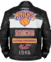 New York Knicks Moto Black Genuine Leather Jacket back