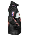 New York Knicks Moto Black Genuine Leather Jacket side