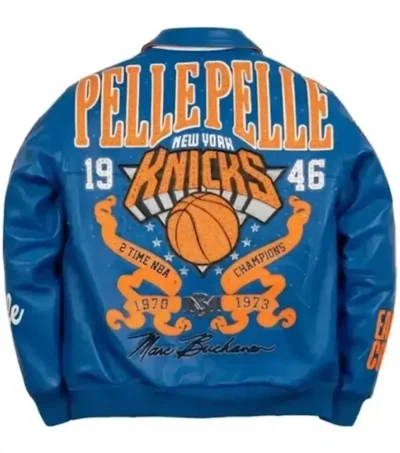 Pelle Pelle x FISLL Knicks Jacket blue back
