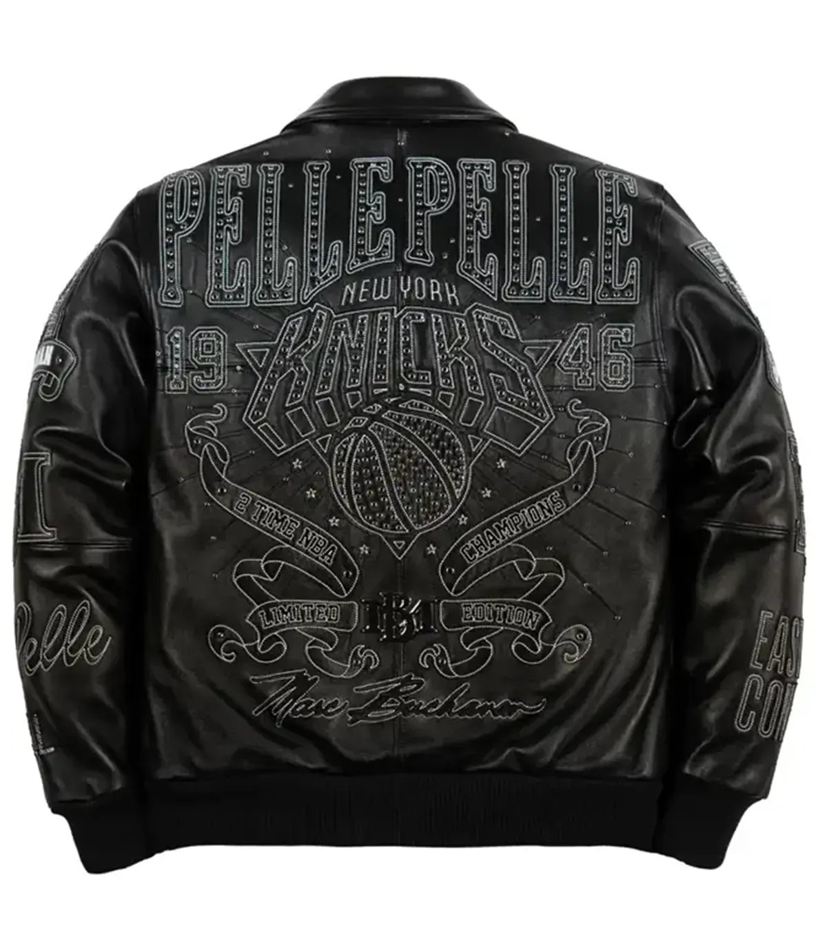 Pelle Pelle x FISLL Knicks Orange Black Jacket back