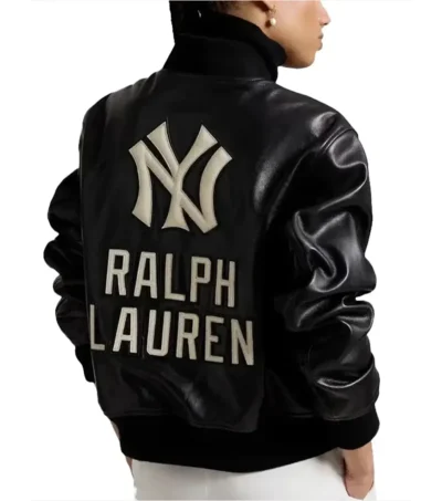Polo Ralph Lauren Yankees Black Leather Jacket back