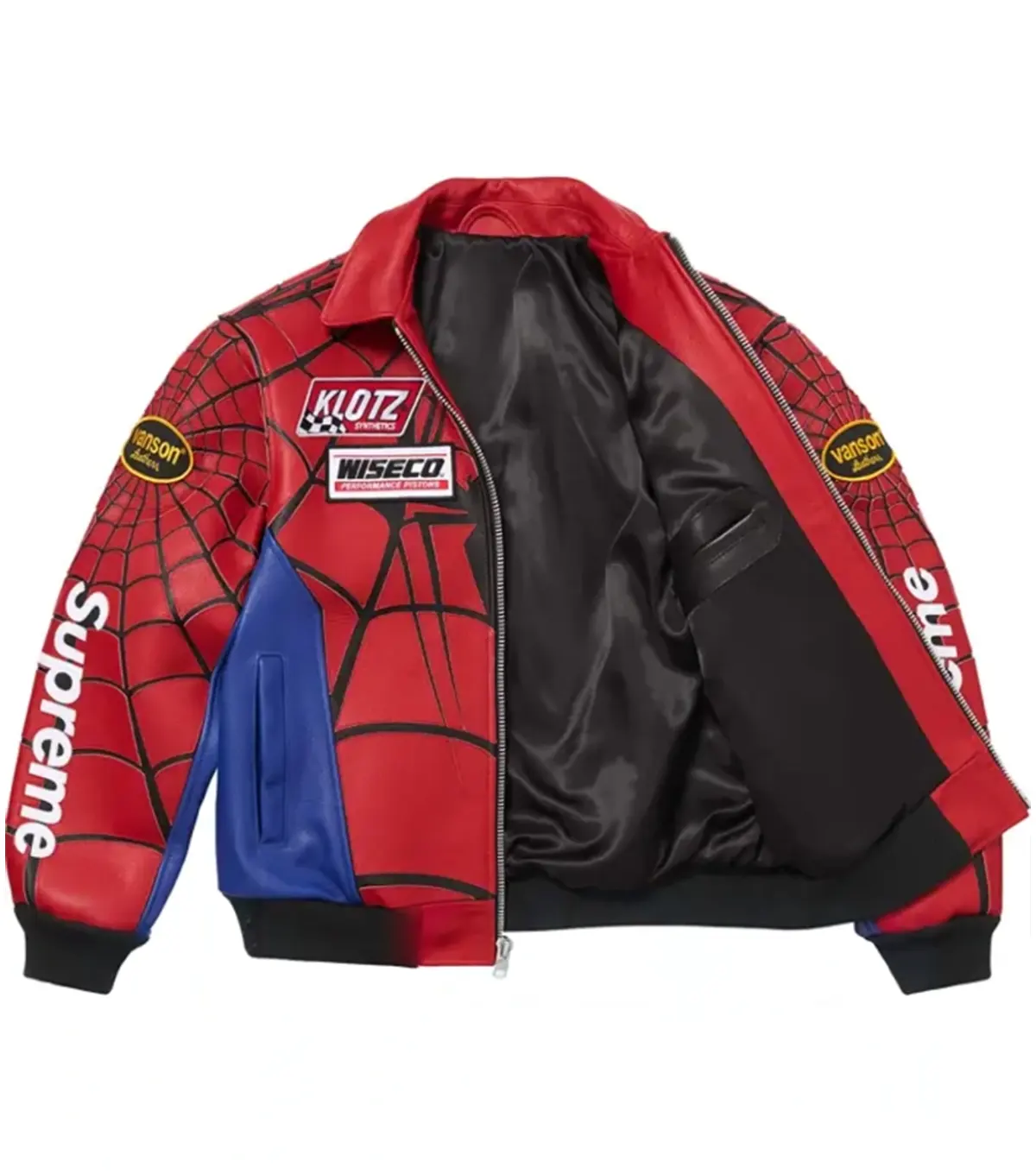 Supreme x Vanson Spider-Man Red Jacket open front