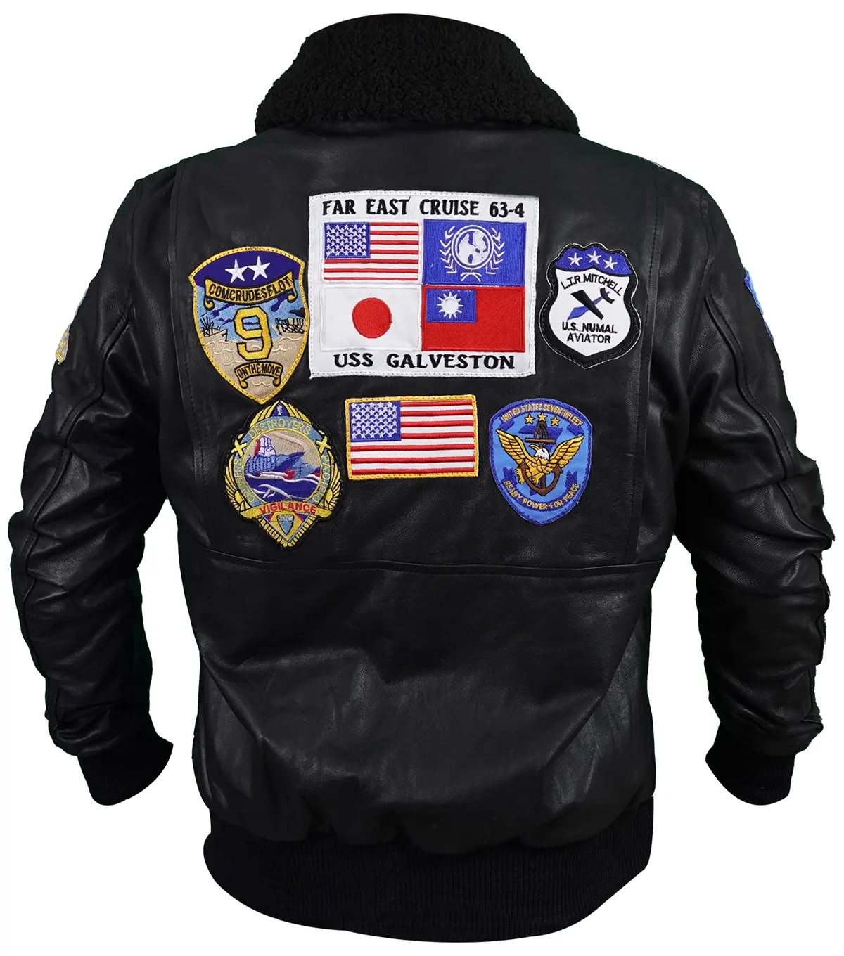 Top Gun Maverick Tom Cruise G1 Flight Brown Sherpa Bomber Leather Jacket back