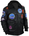 Top Gun Maverick Tom Cruise G1 Flight Brown Sherpa Bomber Leather Jacket view