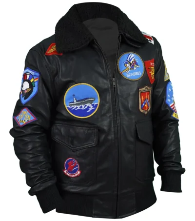 Top Gun Maverick Tom Cruise G1 Flight Brown Sherpa Bomber Leather Jacket view