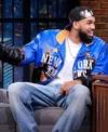 Tv Show The Tonight Show Starring Jimmy Fallon S13 Karl-Anthony Towns NY Knicks Leather Jacket Closeup