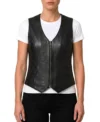 Womens Black Western Style Leather Biker Vest