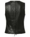 Womens Black Western Style Leather Biker Vest back