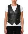 Womens Black Western Style Leather Motorcycle Vest