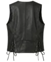 Womens Black Western Style Leather Motorcycle Vest back