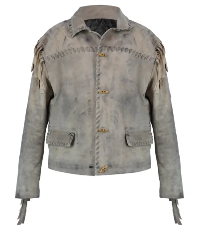 Yellowstone 1883 Ennis Fringe Khaki Suede Leather Jacket