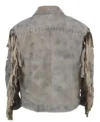 Yellowstone 1883 Ennis Fringe Khaki Suede Leather Jacket back full view