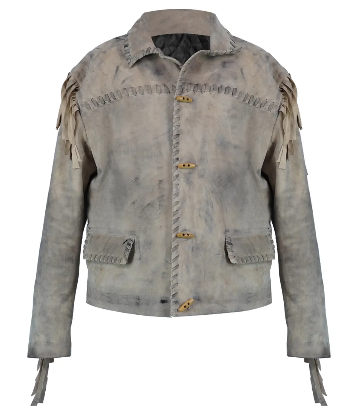 Yellowstone 1883 Ennis Fringe Khaki Suede Leather Jacket