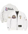 2026 Knicks Finals Champions Team White Leather Jacket