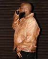 2026 London Street Style Davido Vintage Distressed Brown Leather Jacket Right