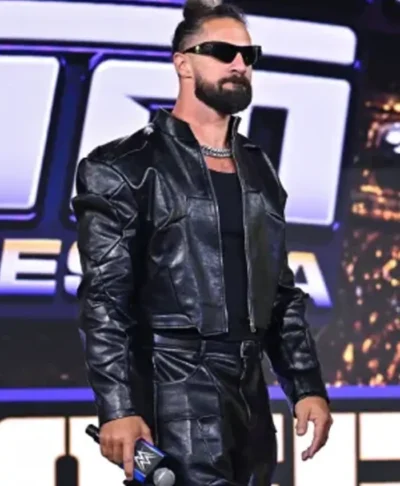 2026 New York City Fanatics Fest Seth Rollins Black Leather Jacket Right