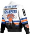 2026 New York Knicks Knicks Champions Full-Snap Leather Jacket Back