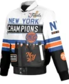 2026 New York Knicks Knicks Champions Full-Snap Leather Jacket Front