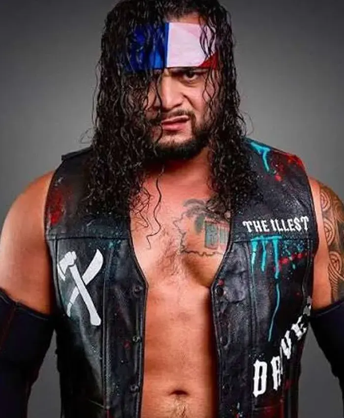 2026 TNA World Champion Wrestler Mike Santana The Illest Black Leather Vest Front