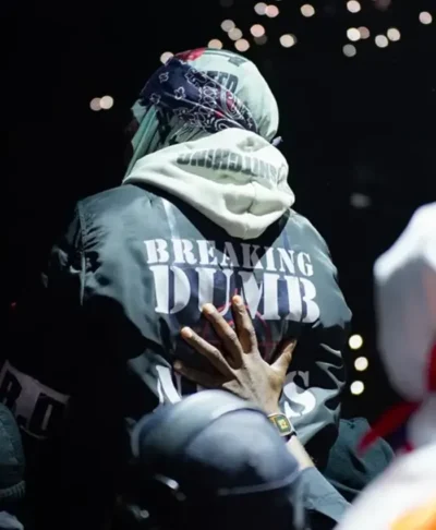 2026 World Tour A$AP Rocky Edmonton Don’t Be Dumb Black Satin Bomber Jacket Back