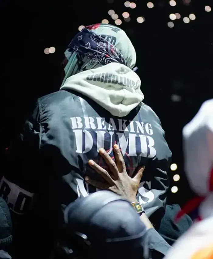 2026 World Tour A$AP Rocky Edmonton Don’t Be Dumb Black Satin Bomber Jacket Back
