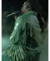 58th Annual CMA Awards 2026 American Singer Shaboozey Green Leather Fringe Jacket Back