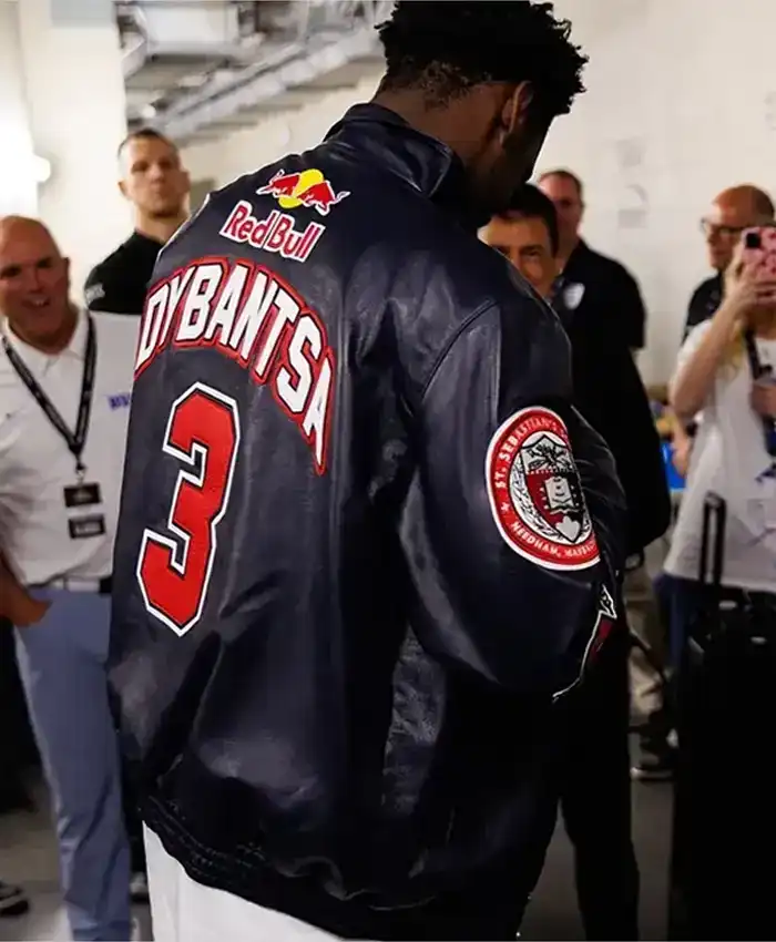 AJ Dybantsa Red Bull x Jeff Hamilton Black Leather Jacket Sale