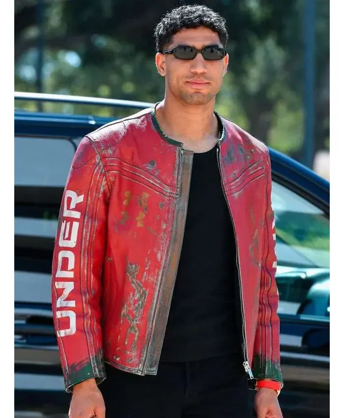 Achraf Hakimi Red Leather Jacket