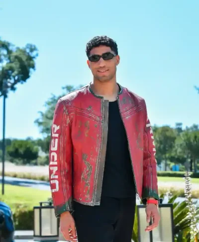 Achraf Hakimi Under Armour x 424 Red Leather Jacket For Men and Women