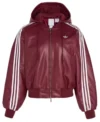 Adidas Originals Wine Red Leather Jacket