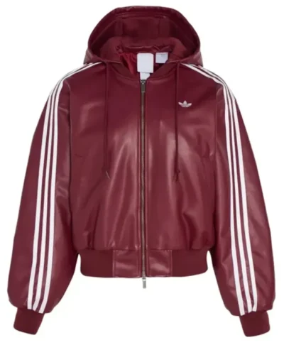 Adidas Originals Wine Red Leather Jacket