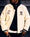 Adidas Originals x Avirex Off White Leather Jacket Front