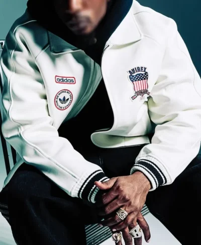 Adidas Originals x Avirex White Leather Jacket