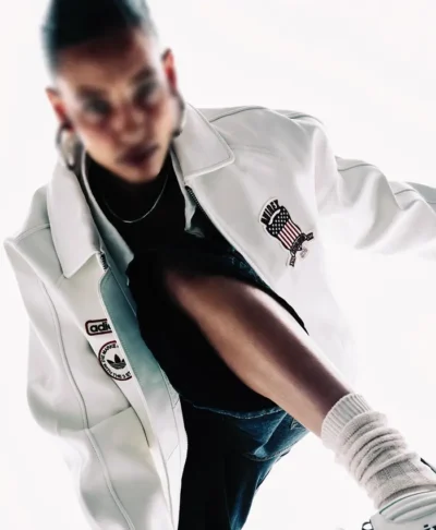 Adidas Originals x Avirex White Leather Jacket Front