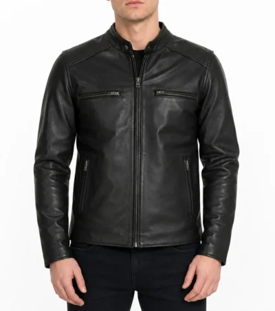 Athletic Build Leather Biker Jacket Full Grain