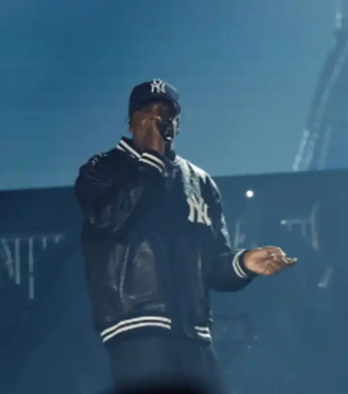 Ay-Z 30th anniversary 2026 Yankees Stadium Performance Black Leather Bomber Jacket Sale