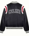 BTS Kim Tae Hyung Celine Black Satin Varsity Bomber Jacket Back