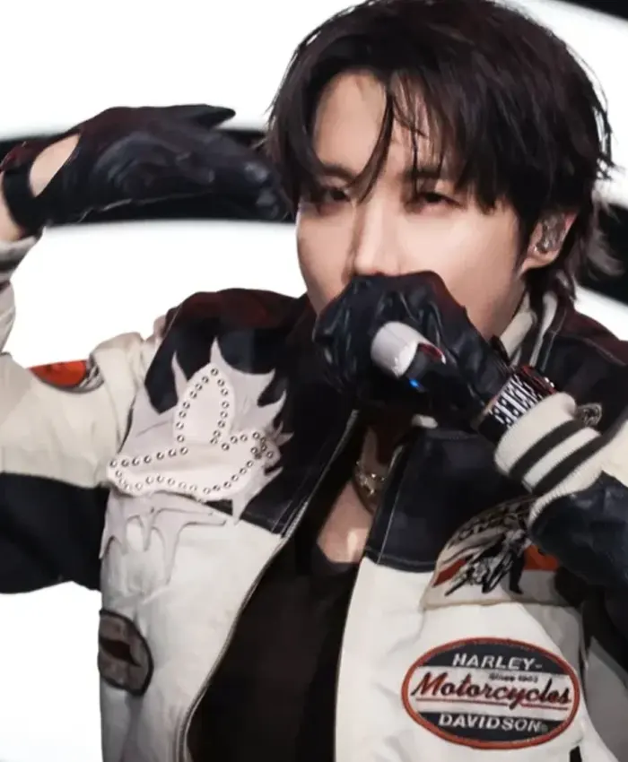 BTS x Spotify SWIMSIDE Event 2026 Jung Hoseok Leather Varsity Jacket Closeup