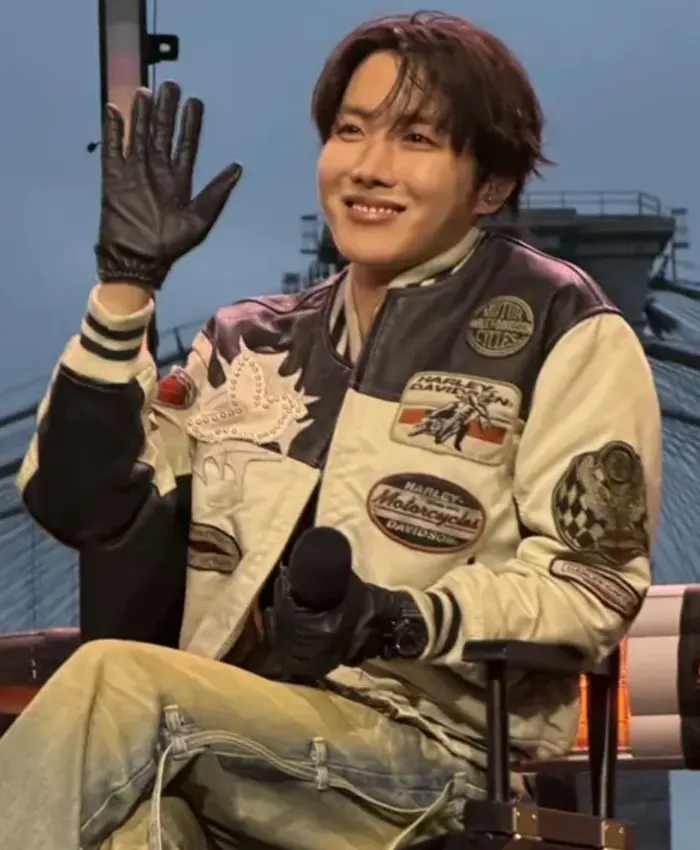BTS x Spotify SWIMSIDE Event 2026 Jung Hoseok Leather Varsity Jacket Front