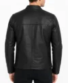 Black Athletic Build Full Grain Leather Biker Jacket